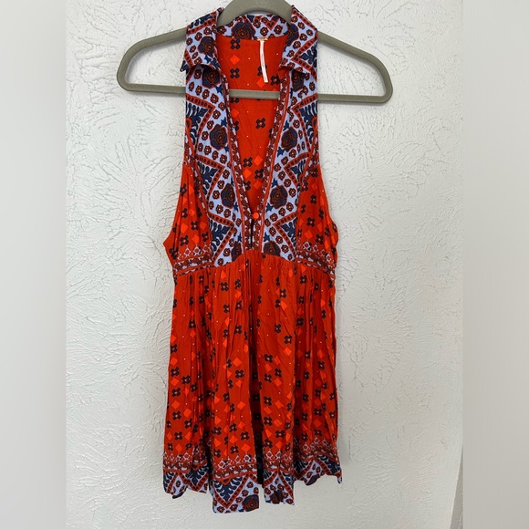 Free People Charlotte Sleeveless Long Top Rust Combo Size S - Picture 4 of 9